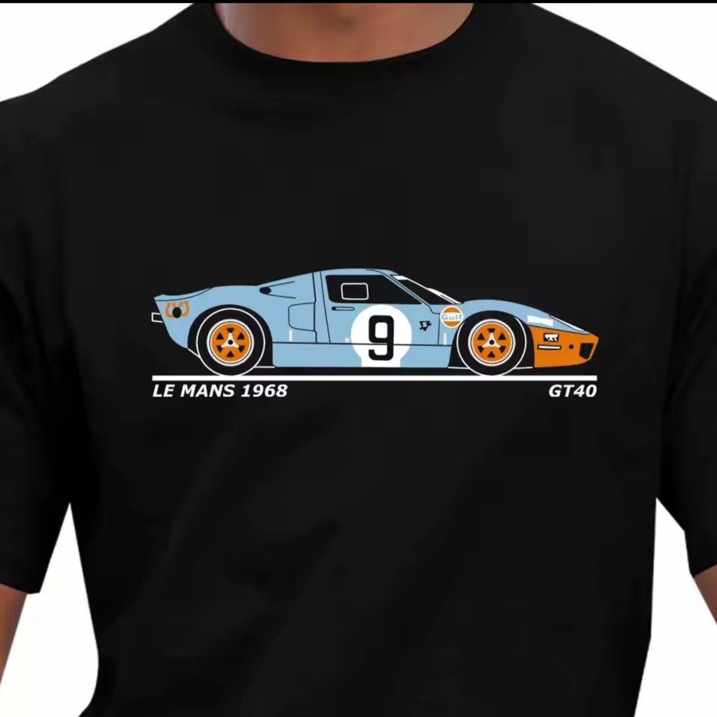 Race Retro Classic 1968 Le Mans Gt40 Racing Car T-Shirt Hip Hop Men Short Sleeve T Shirt Men Cotton Tees Streetwear Harajuku