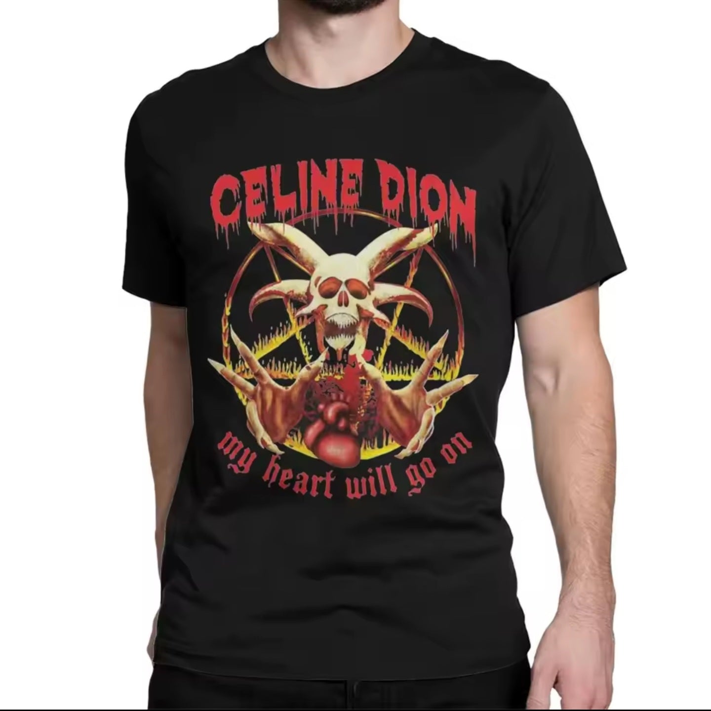 Celine Dion My Heart Will Go on Metal T Shirt Men Women's Cotton T-Shirts Crew Neck Titanic Rock Tees Short Sleeve